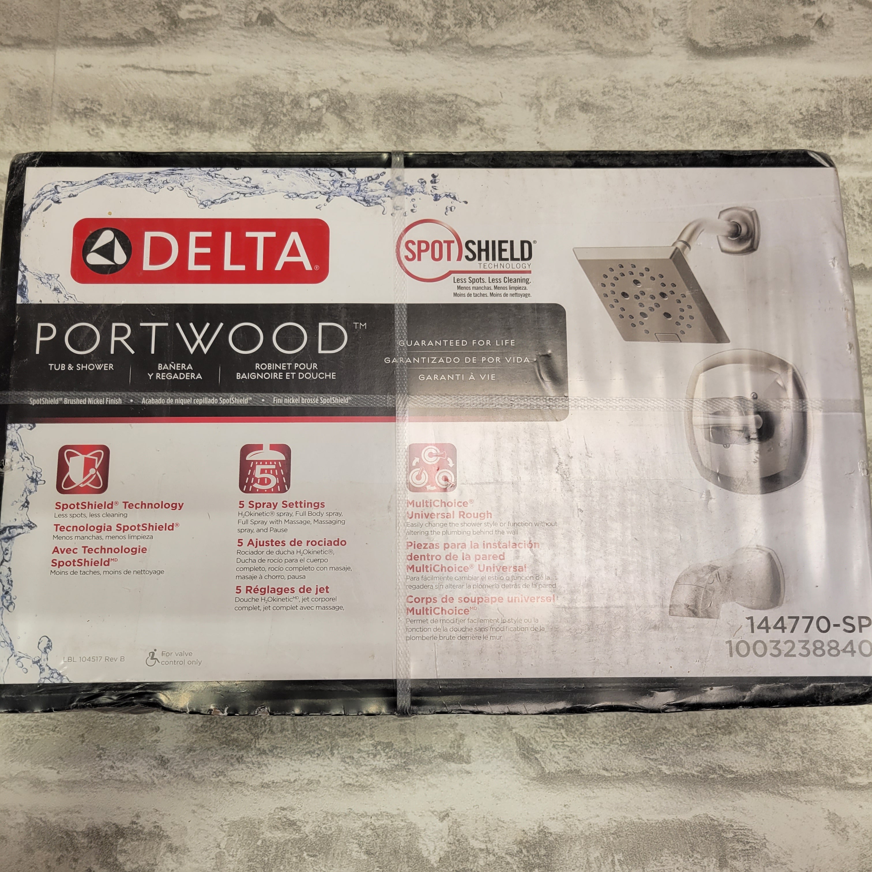 Delta Portwood Tub and Shower Faucet, Brushed Nickel (Valve Included) (7649812545774)